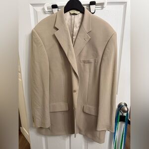 Joseph & Feiss 100% Silk Beige Blazer Men’s 48 Long quiet luxury sports coat